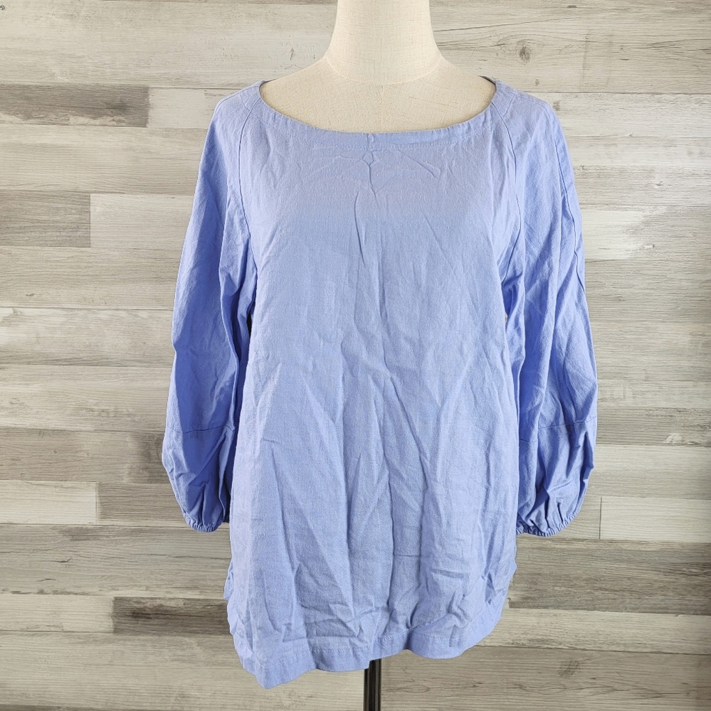 Loft Petites Periwinkle Linen Blend Top Women's Size LP
